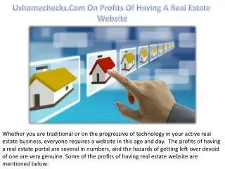 Ushomechecks.Com On Profits Of Having A Real Estate Website