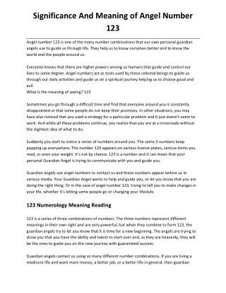 significance and meaning of angel number 123