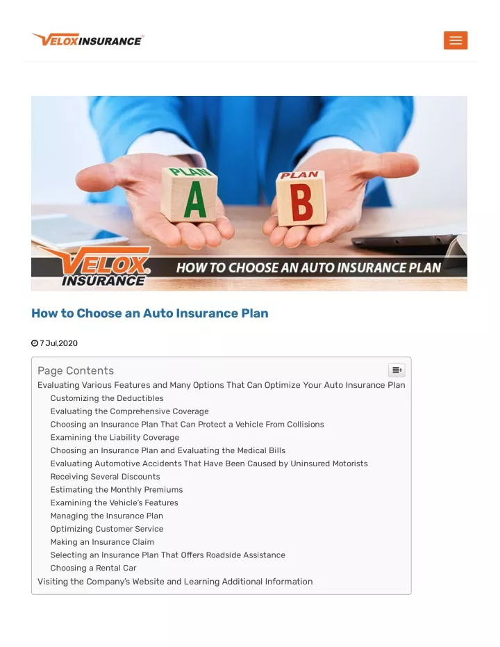 how to choose an auto insurance plan