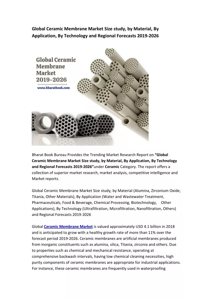 global ceramic membrane market size study