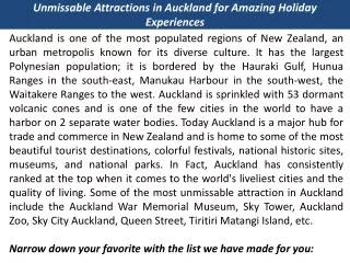 Unmissable Attractions in Auckland for Amazing Holiday Experiences