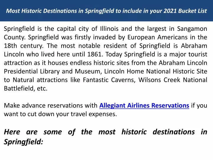most historic destinations in springfield to include in your 2021 bucket list