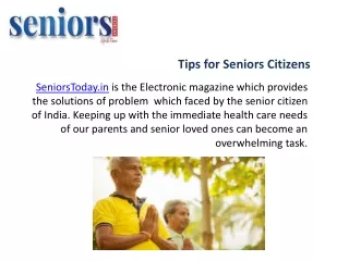 Tips for Seniors Citizens - SeniorsToday