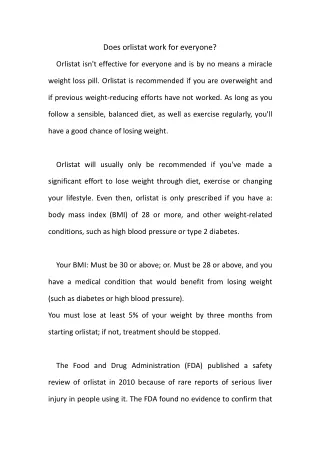 does orlistat work for everyone