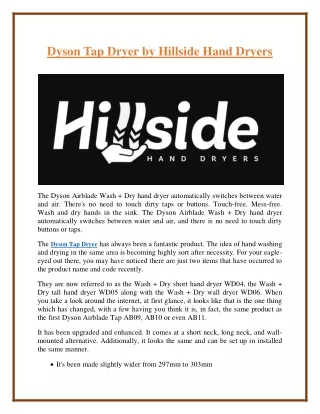 dyson tap dryer by hillside hand dryers