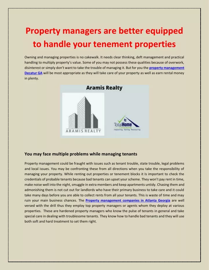 property managers are better equipped to handle