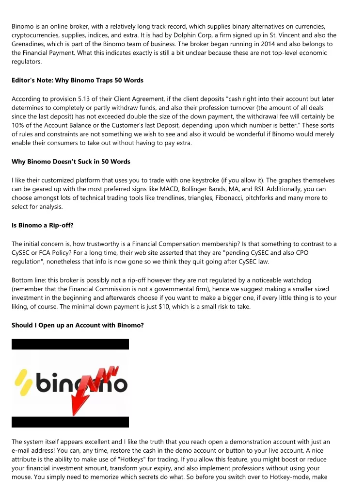 binomo is an online broker with a relatively long