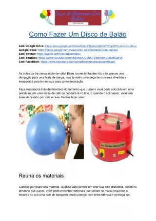 Como Fazer Um Disco de Balão