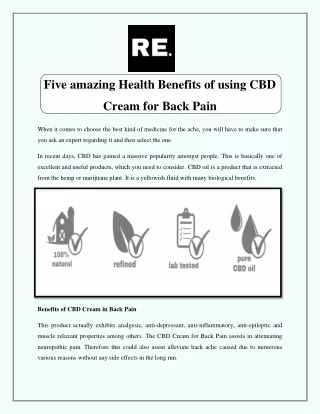 Five Amazing Health Benefits of using CBD Cream for Back Pain