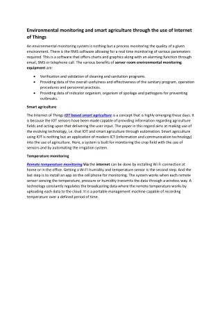 environmental monitoring and smart agriculture