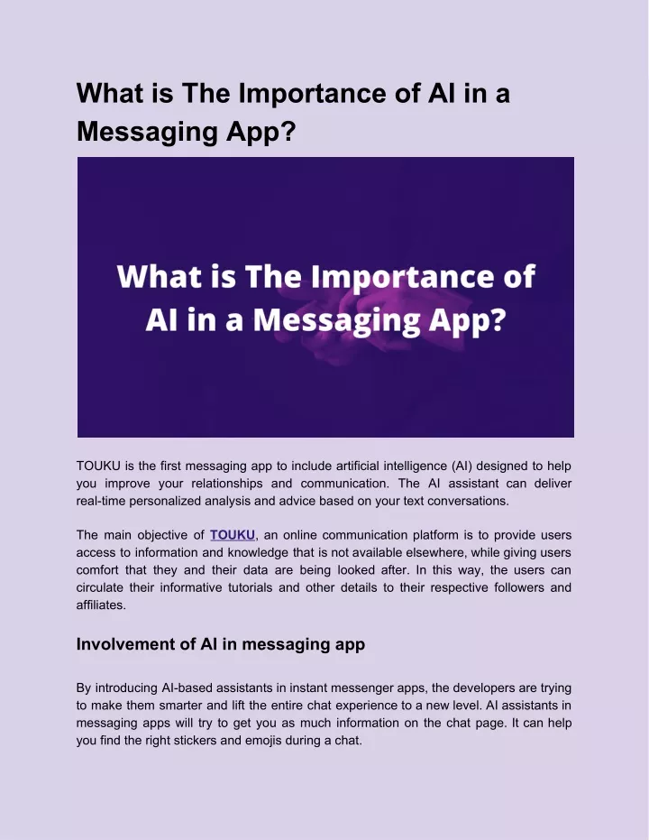 what is the importance of ai in a messaging app