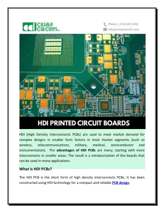 What are advantages of HDI PCBs?