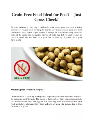 grain free food ideal for pets just cross check