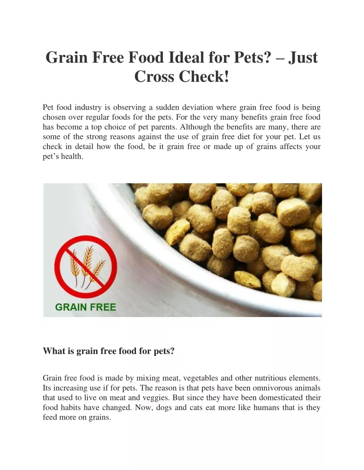 grain free food ideal for pets just cross check