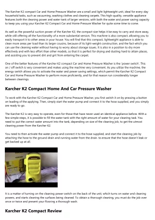 Karcher K2 Home And Car Pressure Washer