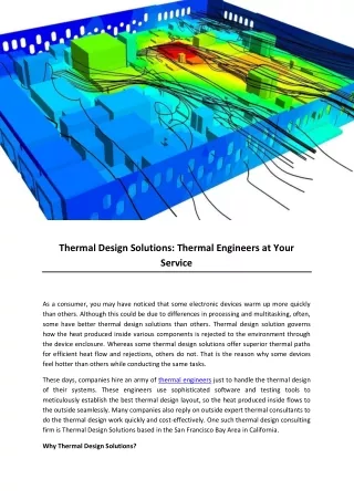 thermal design solutions thermal engineers