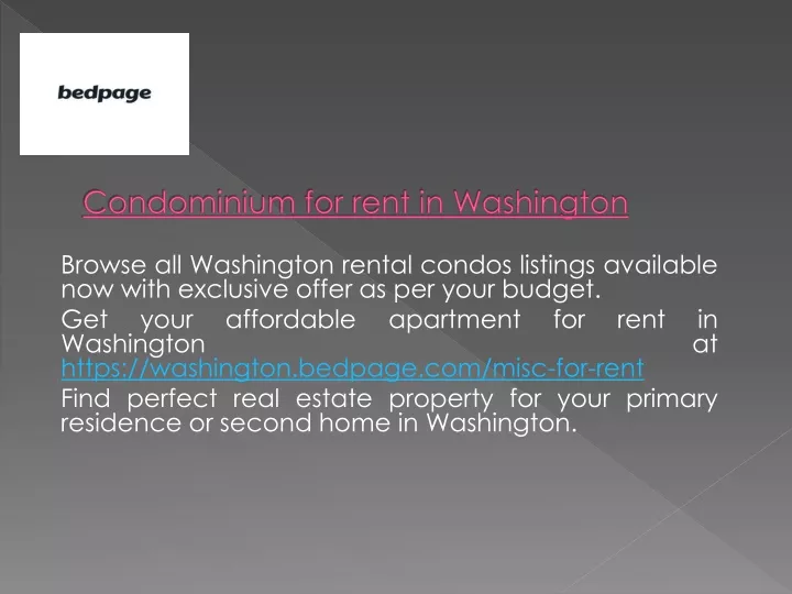 condominium for rent in washington