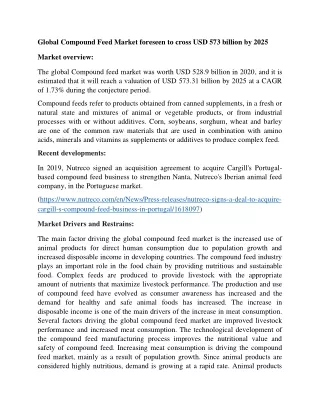 global compound feed market foreseen to cross