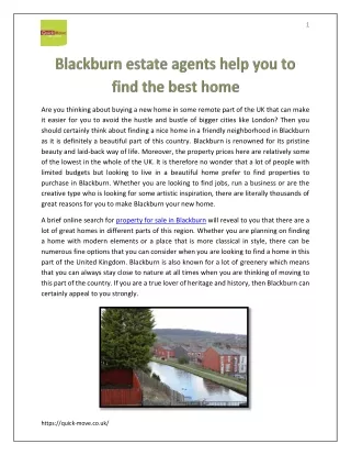 Blackburn estate agents help you to find the best home