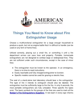 Things You Need to Know about Fire Extinguisher Usage