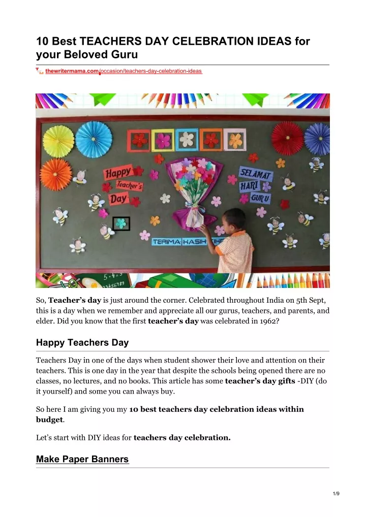 10 best teachers day celebration ideas for your