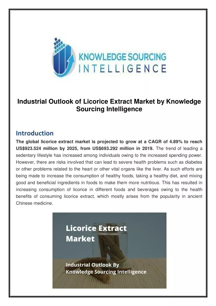 industrial outlook of licorice extract market