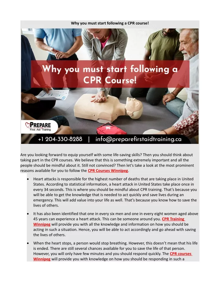 why you must start following a cpr course