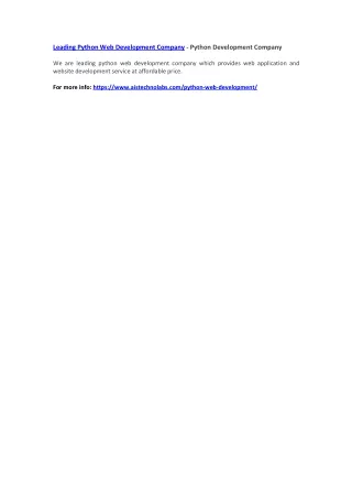 leading python web development company python
