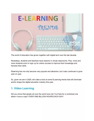 The ELearning Trends Of 2020