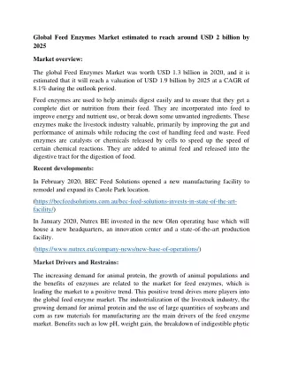 global feed enzymes market estimated to reach