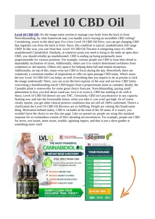 10 Important Tips Reads Level 10 CBD Oil & Buy This Supplement !