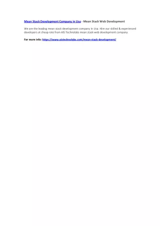 mean stack development company in usa mean stack