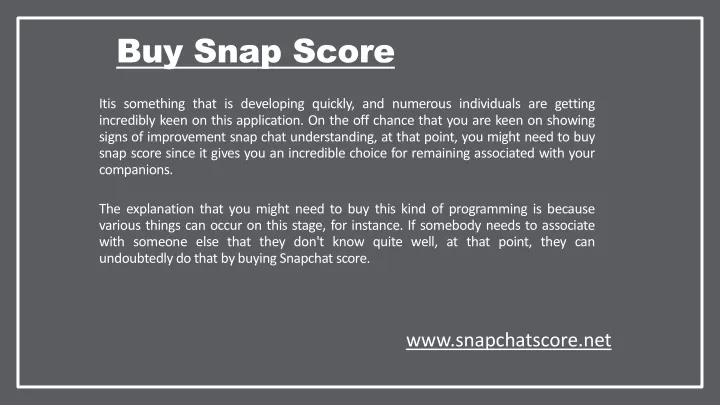 buy snap score