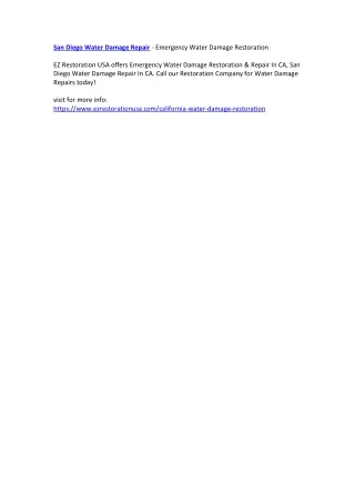 san diego water damage repair emergency water
