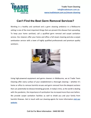 Can’t Find the Best Germ Removal Services?