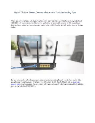 list of tp link router common issue with