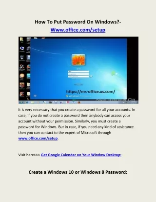 how to put password on windows www office