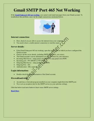 gmail smtp port 465 not working