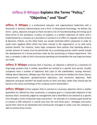 jeffery d whippo explains the terms policy