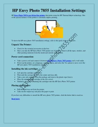 hp envy photo 7855 installation settings