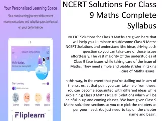 NCERT Solutions For Class 9 Maths Complete Syllabus