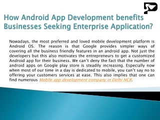 how android app development benefits businesses seeking enterprise application
