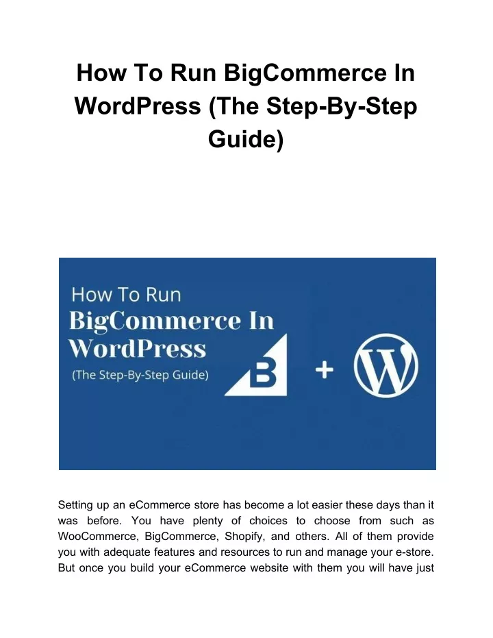 how to run bigcommerce in wordpress the step