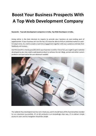 Boost Your Business Prospects With A Top Web Development Company