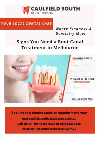 Signs You Need a Root Canal Treatment in Melbourne