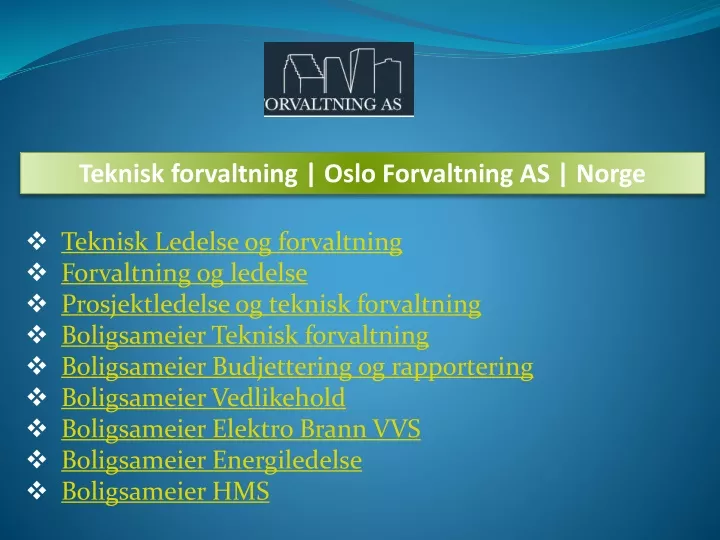 teknisk forvaltning oslo forvaltning as norge