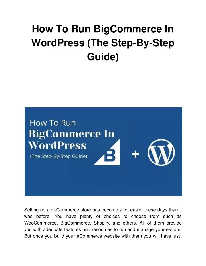 how to run bigcommerce in wordpress the step by step guide