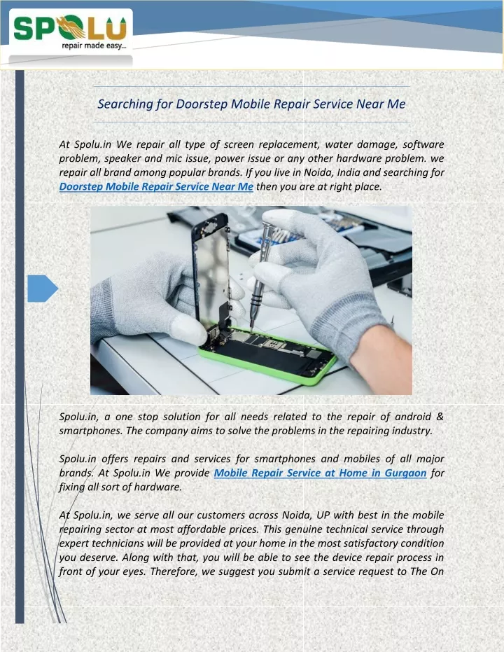 searching for doorstep mobile repair service near