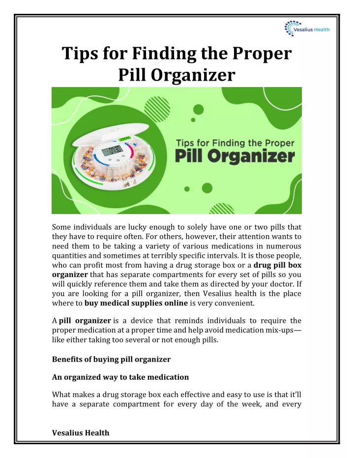 tips for finding the proper pill organizer