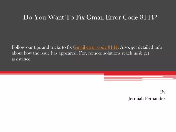 do you want to fix gmail error code 8144